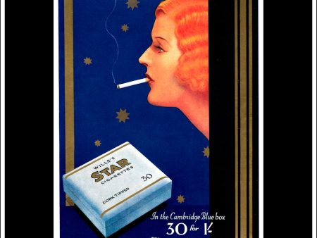 Wills s Star Cigarettes, Cambridge Blue. Original Vintage Advert From May 22nd, 1935. Sale