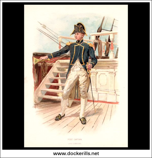 Post Captain (18th Century), Her Majesty s Navy. Antique Print c. 1890. Online Sale