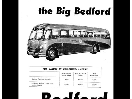 Bedford Coach. Original Vintage Advert From June, 1957. For Discount