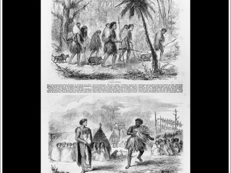 Sketches From New Zealand, A Maori Exodus. Antique Print, Wood Engraving, The Illustrated London News Full Page, February 1st, 1862. Online now