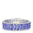 Sterling Silver with 14K Yellow Gold Lock Tanzanite Bracelet, 50.00 TCW Cheap