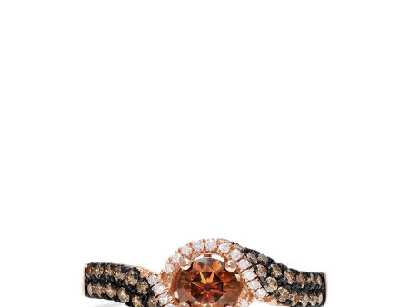 14K Rose Gold Espresso and White Diamond Ring, 0.93 TCW Sale