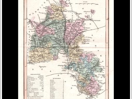 Map Of Oxfordshire, England. Antique Print, Steel Engraving c. 1846. Online