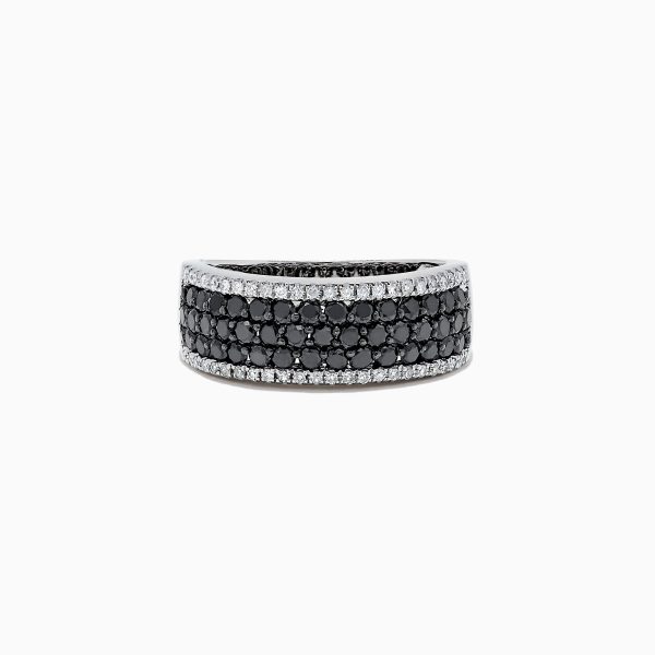 14K White Gold Black and White Diamond Ring, 1.28 TCW Hot on Sale