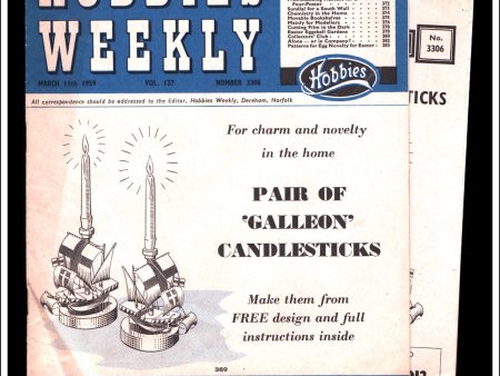 Hobbies Weekly Magazine, Vol. 127, No. 3306, March 11th, 1959. With Plan For A Pair Of Galleon Candlesticks. Online