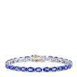 Sterling Silver with 14K Gold Lock Tanzanite Tennis Bracelet, 20.00 TCW Sale