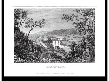 Vale Of Taff, Glamorganshire, Wales. Antique Print, Steel Engraving c. 1846. Online