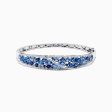 14K White Gold Natural Blue Sapphire & Diamond Bangle, 7.82 TCW Online Sale