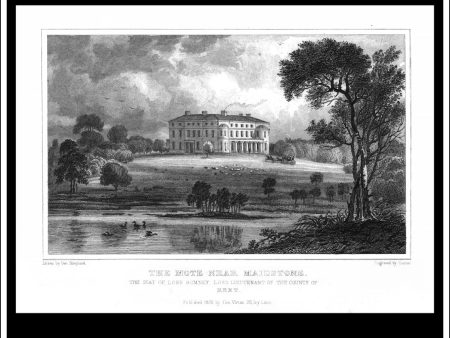 The Mote Near Maidstone, Kent, England. Antique Print, Steel Engraving 1829. Discount