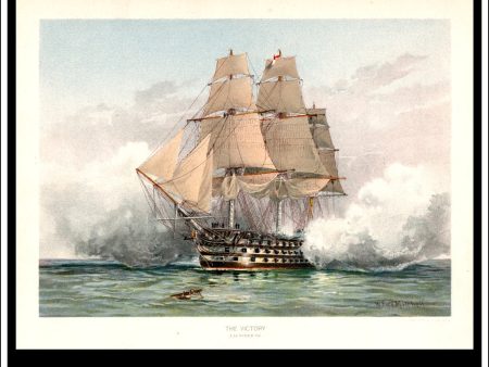 The Victory, Launched 1765, Her Majesty s Navy. Antique Print c. 1870. For Sale