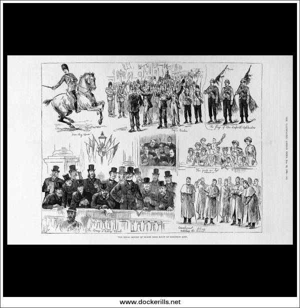 The Royal Review Of Troops From Egypt On Saturday Last. Antique Print, Wood Engraving, The Illustrated London News Full Page, November 25th, 1882. Online now