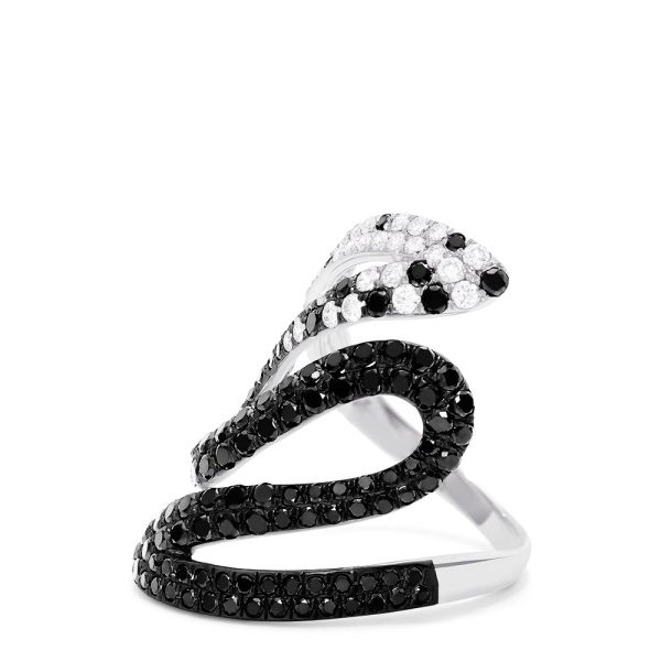 14K White Gold Black and White Diamond Ring, 2.05 Online now