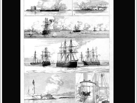 The Bombardment Of Alexandria: Sketches By Our Special Artist. Antique Print, Wood Engraving, The Illustrated London News Full Page, July 29th, 1882. Online Sale