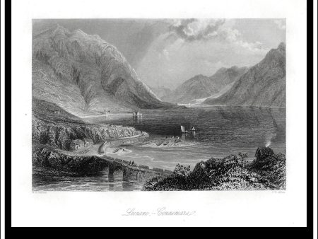 Leenane - Connemara, Co. Galway, Ireland. Antique Print, Steel Engraving c. 1840. on Sale