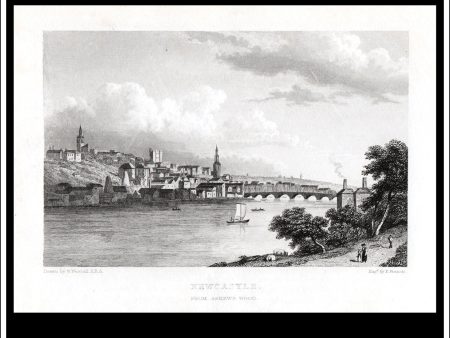 Newcastle From Askew s Wood, Northumberland, England. Antique Print, Steel Engraving c. 1830. Online