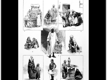 People Of Alexandria: Sketches By Our Special Artist. Antique Print, Wood Engraving, The Illustrated London News Full Page, September 23rd, 1882. Online Hot Sale