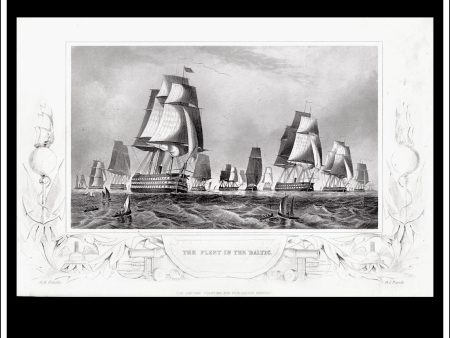 The Fleet In The Baltic (Crimean War). Antique Print, Steel Engraving 1858. Online Sale