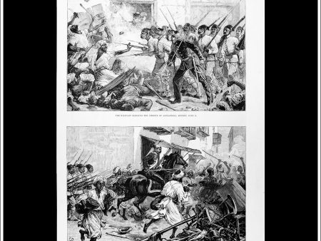 The Crisis In Egypt, The Military Clearing The Streets Of Alexandria, Sunday June 11. Antique Print, Wood Engraving, The Illustrated London News Full Page, July 1st, 1882. Online Sale