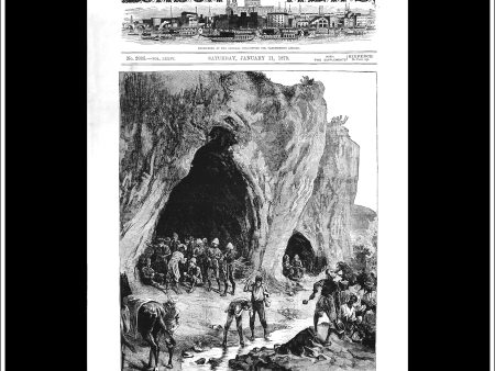 Lundi Khana, Khyber Pass: Cave Where Sir Samuel Browne And Staff Bivouacked. Antique Print, Wood Engraving, The Illustrated London News Front Page, January 11th, 1879. Hot on Sale