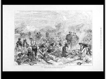 South African Warfare: A Halt Of The 24th Regiment. Antique Print, Wood Engraving, The London Illustrated News Full Page, February 22nd, 1879. Fashion