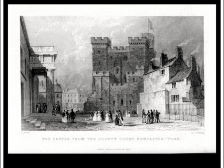 The Castle From The County Court, Newcastle-Upon-Tyne, Northumberland, England. Antique Print, Steel Engraving 1834. Online