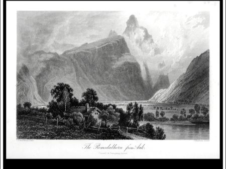 The Romsdalhorn From Aak, Norway. Antique Print, Steel Engraving, 1876. Supply