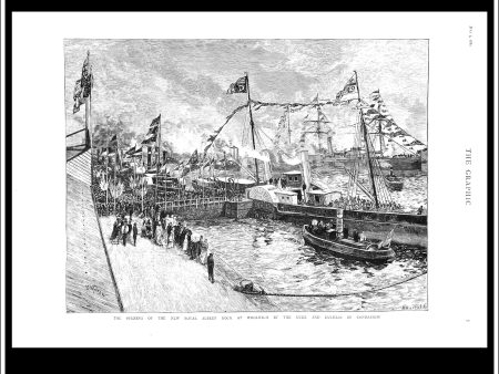 The Opening Of The New Royal Albert Dock At Woolwich. Antique Print, Wood Engraving, The Graphic Full Page, July 3rd, 1880. Discount