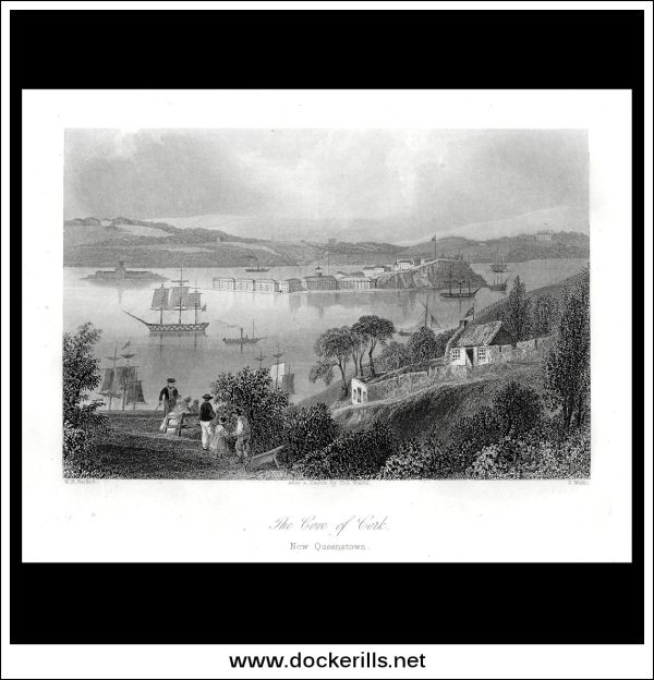 The Cove Of Cork, Now Queenstown, Co. Cork, Ireland. Antique Print, Steel Engraving c. 1840. Discount