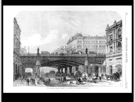 The Holborn Valley Viaduct, In Course Of Construction. Antique Print, Wood Engraving, The Illustrated London News Full Page, June 15th, 1867. Online