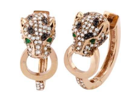 Signature 14K Rose Gold Diamond and Emerald Earrings, 0.89 TCW Cheap