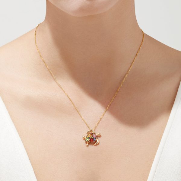 Watercolors 14K Gold Sapphire & Diamond Turtle Pendant, 0.99 TCW Sale