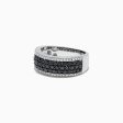 14K White Gold Black and White Diamond Ring, 1.28 TCW Hot on Sale