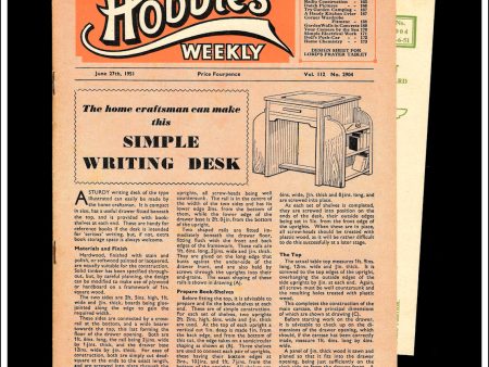 Hobbies Weekly Magazine, Vol. 112, No. 2904, June 27th, 1951. Plan For A Lord s Prayer Tablet Or Church Notice Board. For Sale