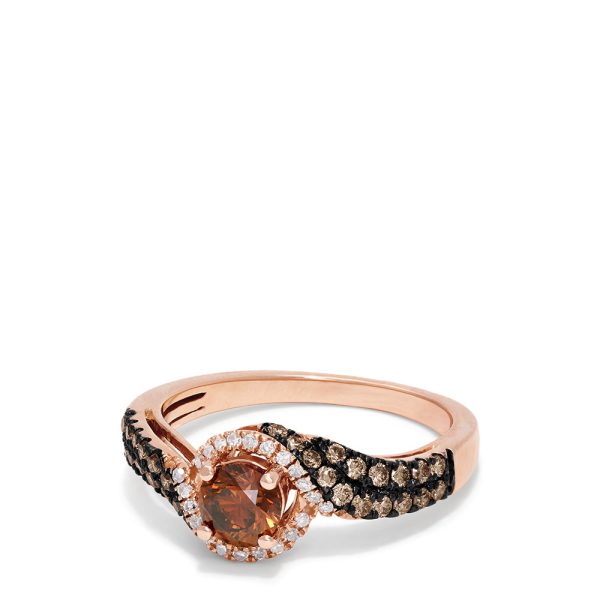 14K Rose Gold Espresso and White Diamond Ring, 0.93 TCW Sale