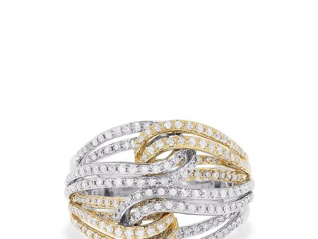 14K White and Yellow Gold Diamond Ring, 0.79 TCW For Sale