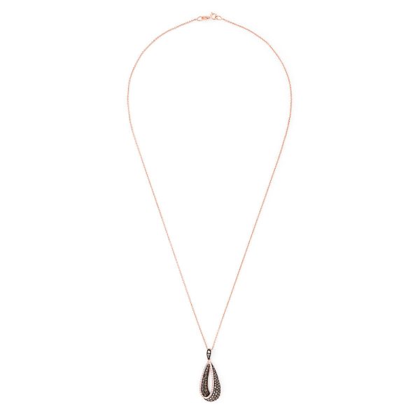 14K Rose Gold Espresso and White Diamond Drop Pendant, 0.86 TCW Online Sale