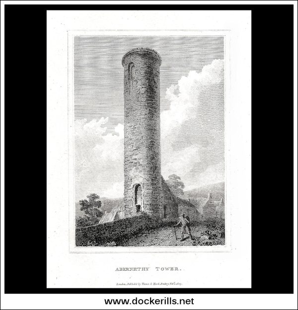 Abernethy Tower, Perthshire, Scotland. Antique Print, Copper Plate Engraving 1805. For Discount