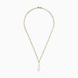 14K Gold Cultured Fresh Water Pearl Paperclip Chain Necklace Cheap