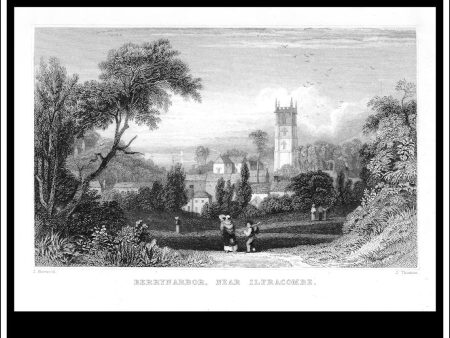 Berrynarbor, Near Ilfracombe, Devonshire, England. Antique Print, Steel Engraving c. 1830. Online Hot Sale