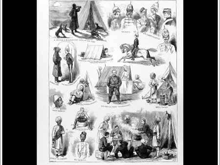 The Afghan War: Sketches In Camp By Lieutenant Pulley. Antique Print, Wood Engraving, The Illustrated London News Full Page, January 11th, 1879. Sale