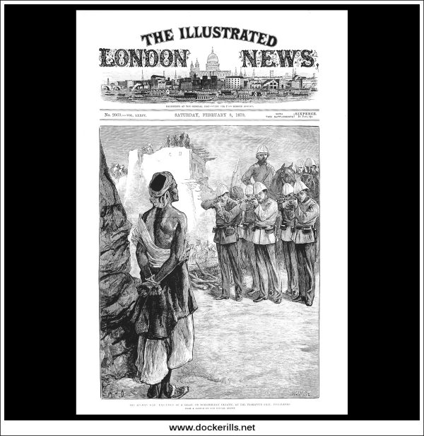 The Afghan War: Execution Of A Ghazi, Or Mohammedan Fanatic. Antique Print, Wood Engraving, The Illustrated London News Front Page, February 8th, 1879. For Discount