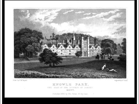 Knowle Park, Kent, England. Antique Print, Steel Engraving 1830. Hot on Sale