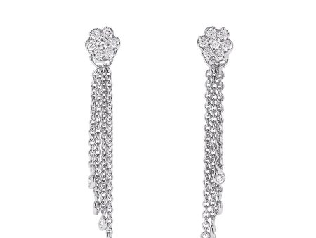 Bouquet 14K White Gold Diamond Tassel Earrings, 0.53 TCW For Sale