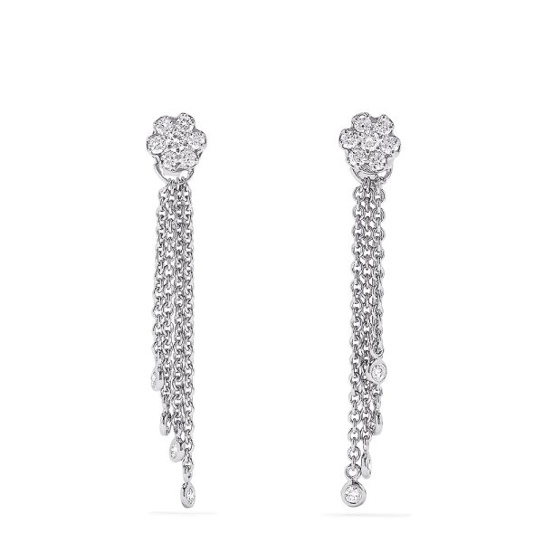 Bouquet 14K White Gold Diamond Tassel Earrings, 0.53 TCW For Sale