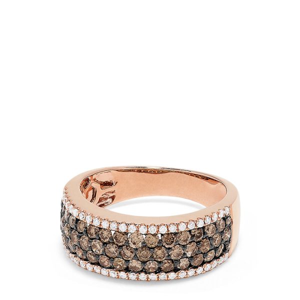 14K Rose Gold Espresso and White Diamond Ring, 1.28 TCW Fashion