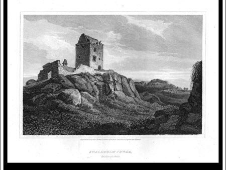 Smallholm Tower, Roxburghshire, Scotland. Antique Print, Copper Plate Engraving 1815 For Cheap