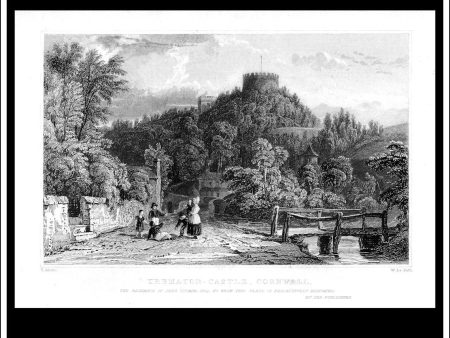 Trematon Castle, Cornwall, England. Antique Print, Steel Engraving 1832. For Discount