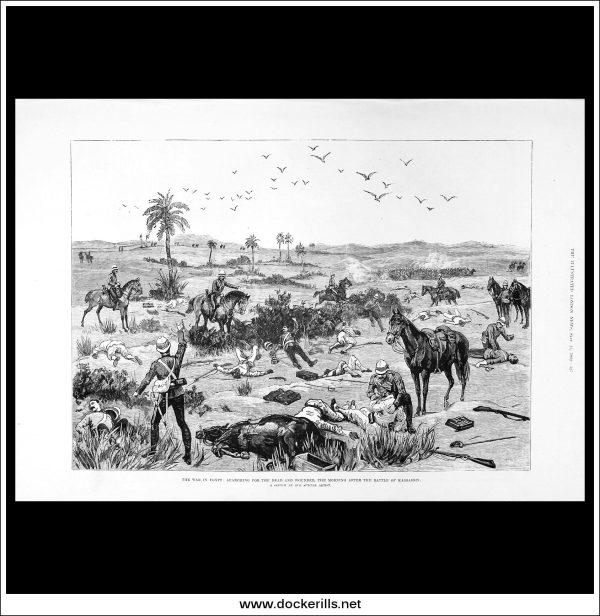 The War In Egypt: Searching For The Dead And Wounded, The Morning After The Battle Of Kassassin. Antique Print, Wood Engraving, The Illustrated London News Full Page, October 23rd, 1882. For Discount