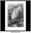 Powerscout Falls, Co. Wicklow, Ireland. Antique Print, Steel Engraving c. 1840. Hot on Sale