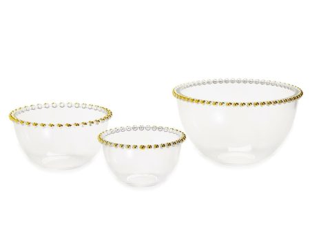 Glass Bowls with Gold Hobnail Rim Online